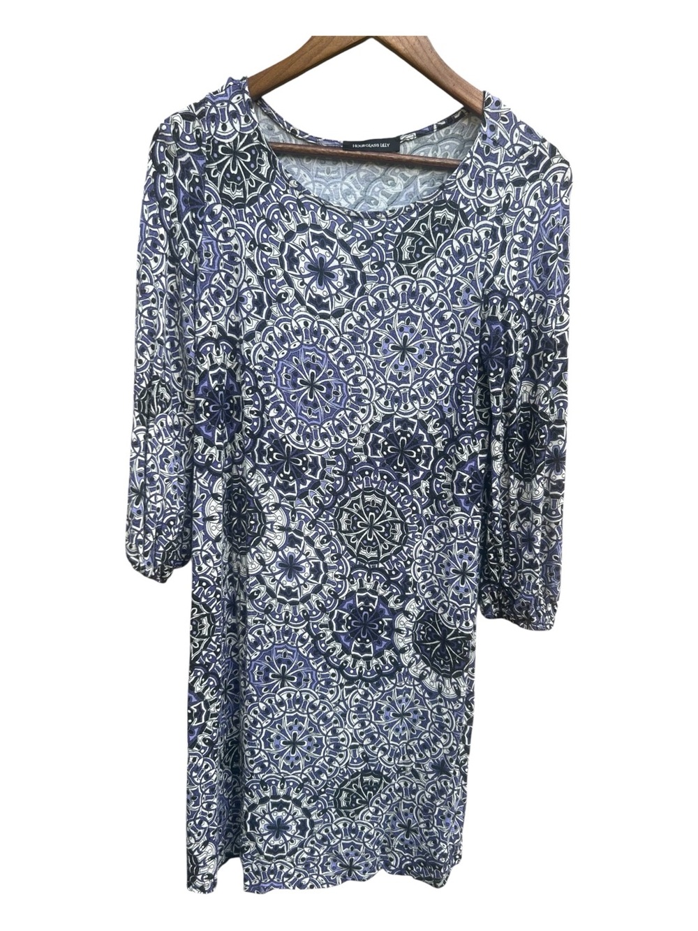Hourglass Lilly Blue and White Midi Dress cool design size medium